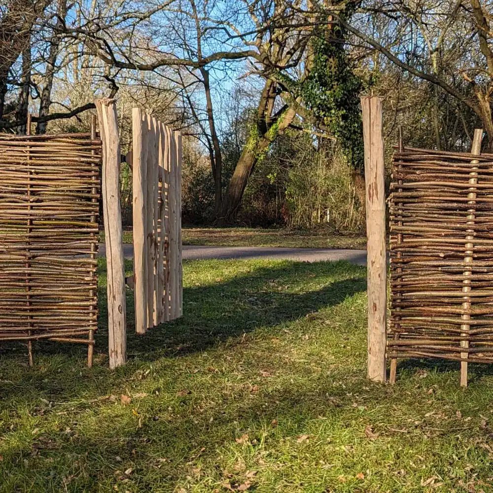 1.2m Chestnut Picket Garden Gate – Rustic Split Hazel with Hinges